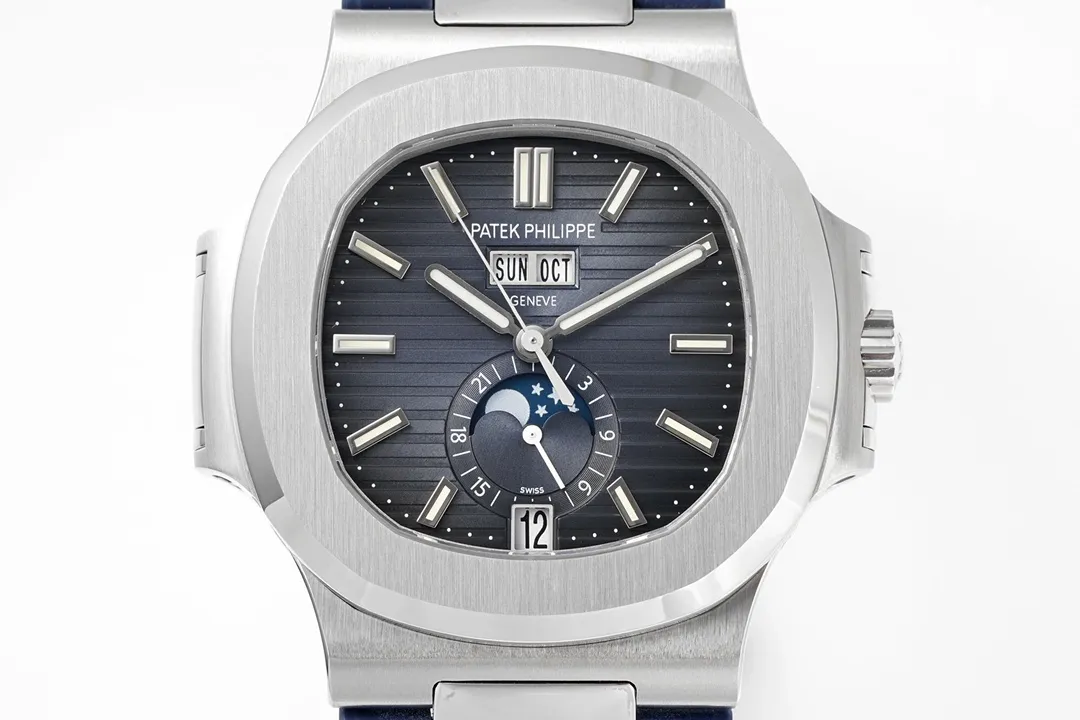 Patek Philippe Blue Nautilus Rubber Strap Watch - Image 3