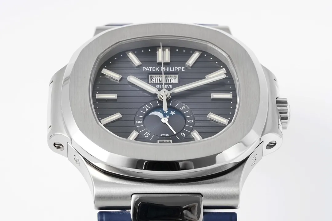 Patek Philippe Blue Nautilus Rubber Strap Watch - Image 4