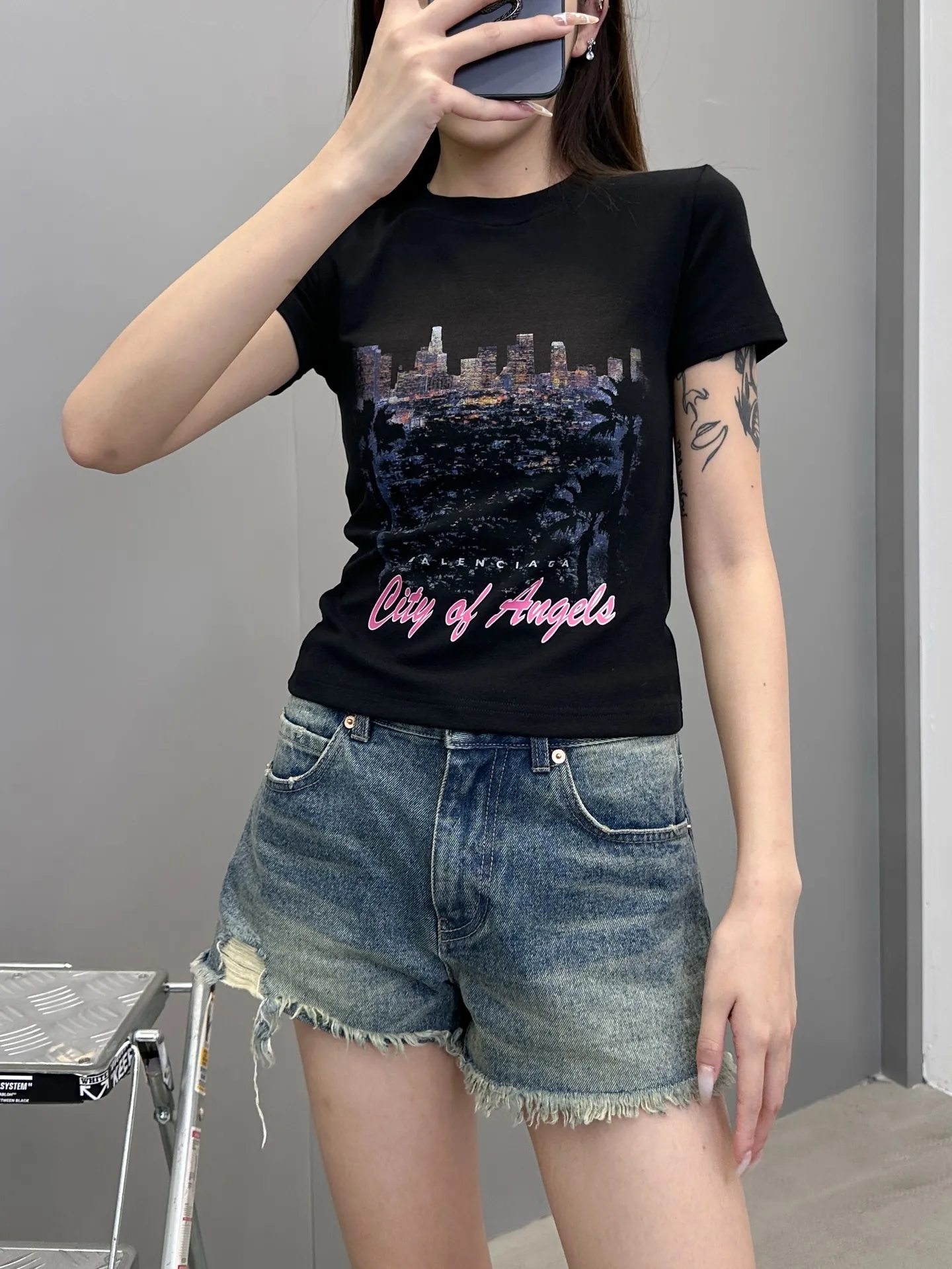 パリ新作黒半袖TシャツプリントSMLサイズ - 画像 (5)