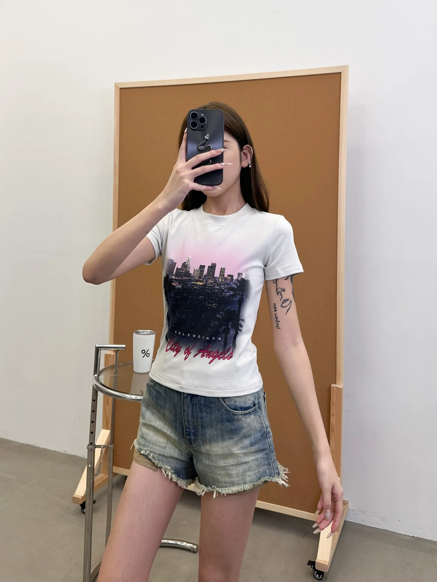 パリ新作半袖Tシャツ白プリント半袖Tシャツ - 画像 (4)