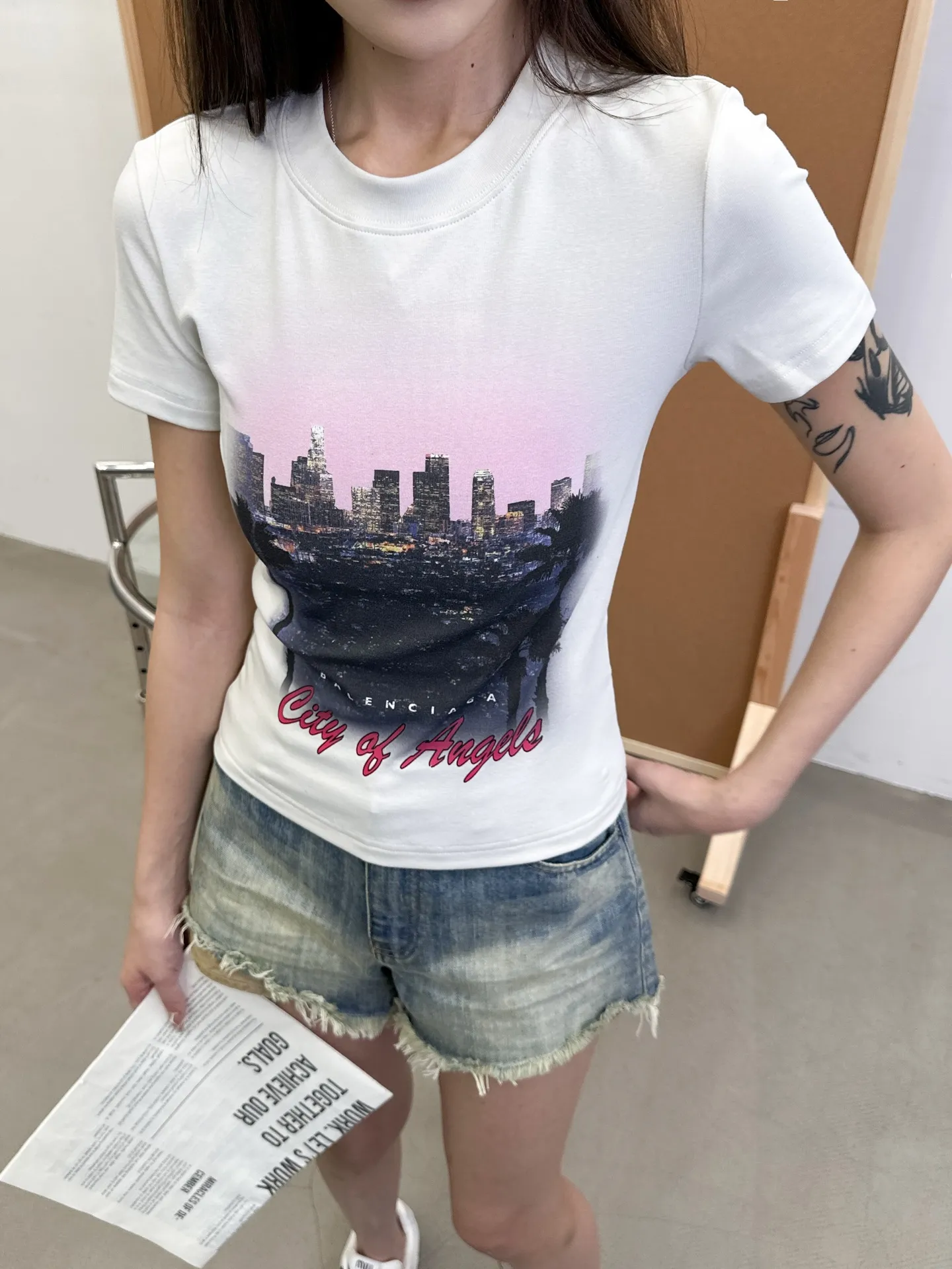 パリ新作半袖Tシャツ白プリント半袖Tシャツ - 画像 (5)