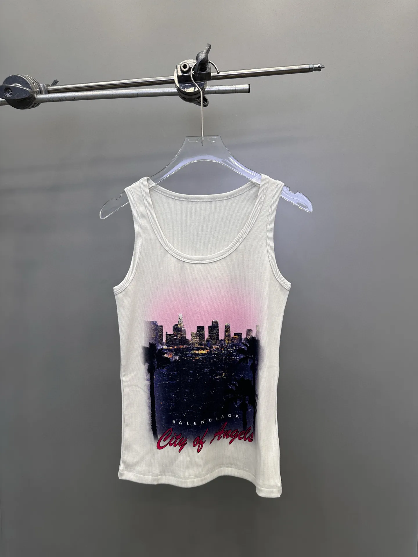 パリ新作ベスト白ウォッシュ加工プリント - 画像 (7)