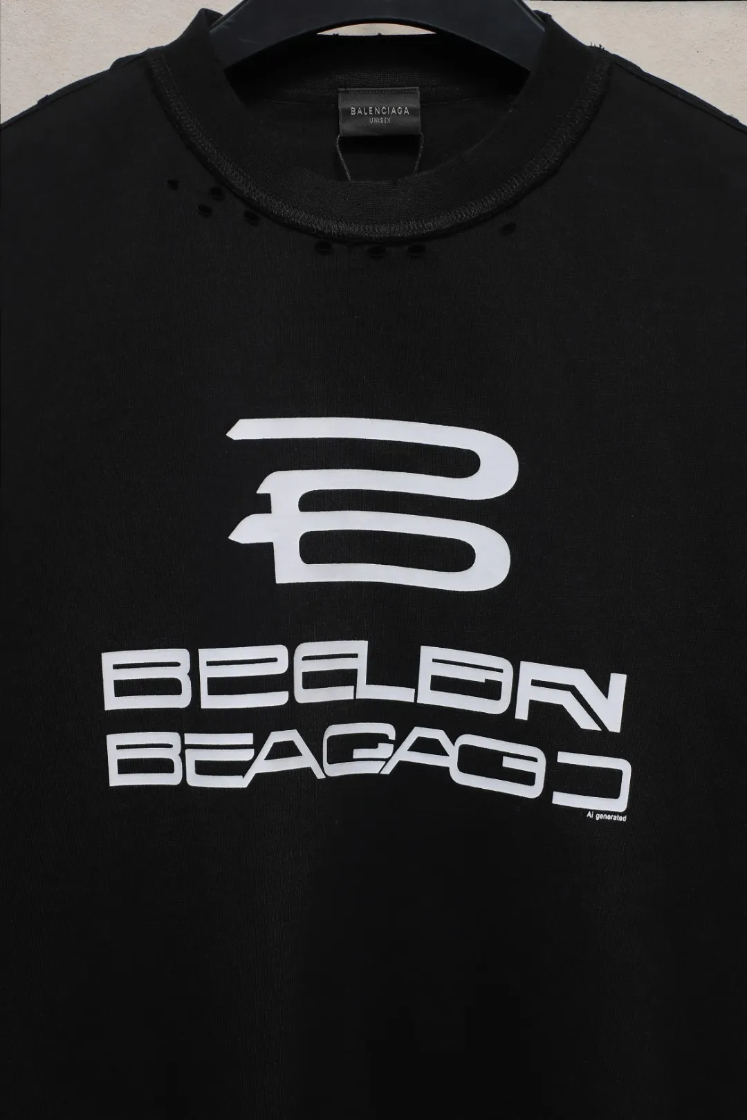 BALENCIAGA 黒 AI GENERATED Tシャツ - 画像 (7)