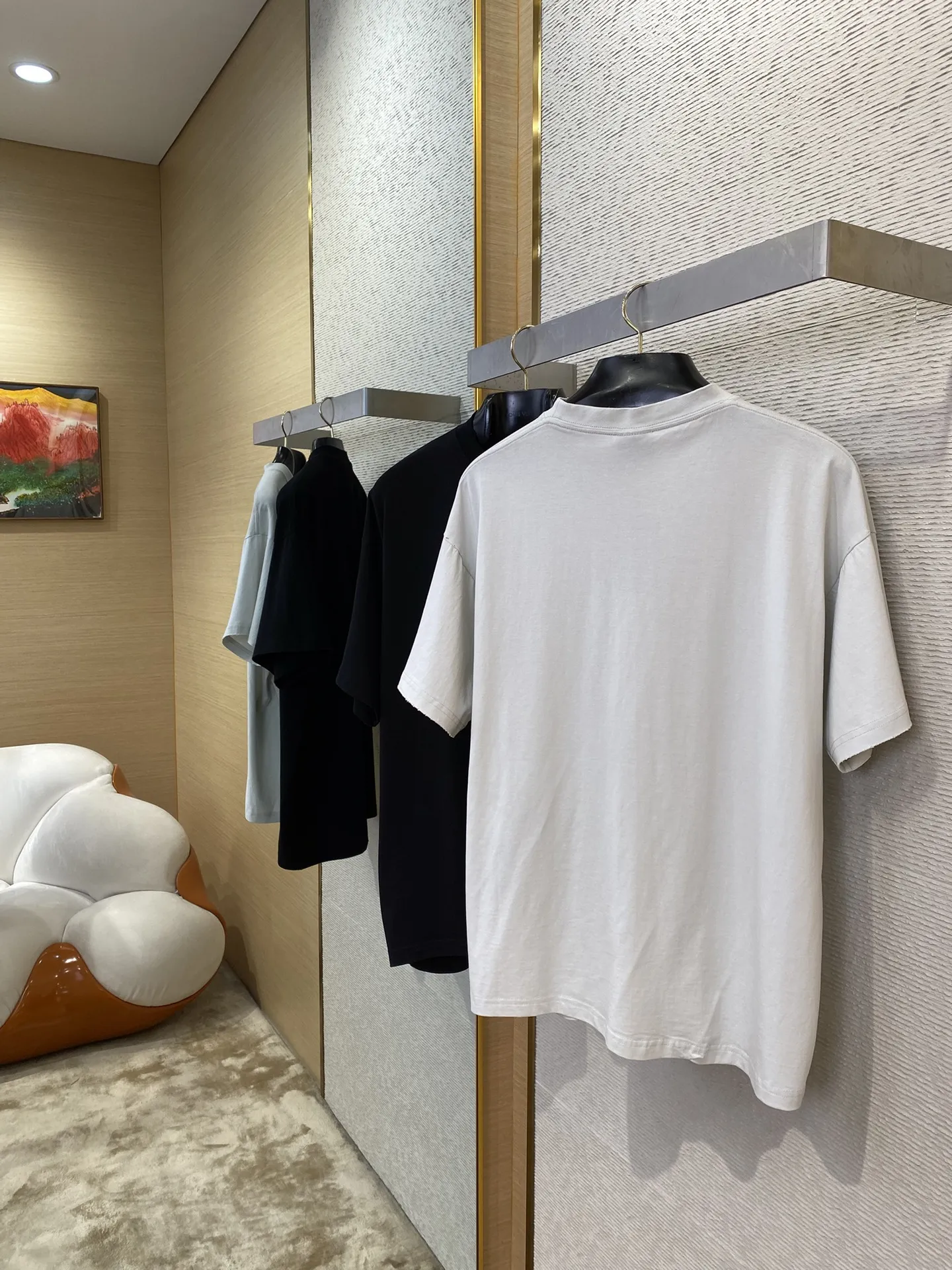 BLCGパリバルセロナ新作黒白裂纹アルファベット半袖Tシャツ - 画像 (5)