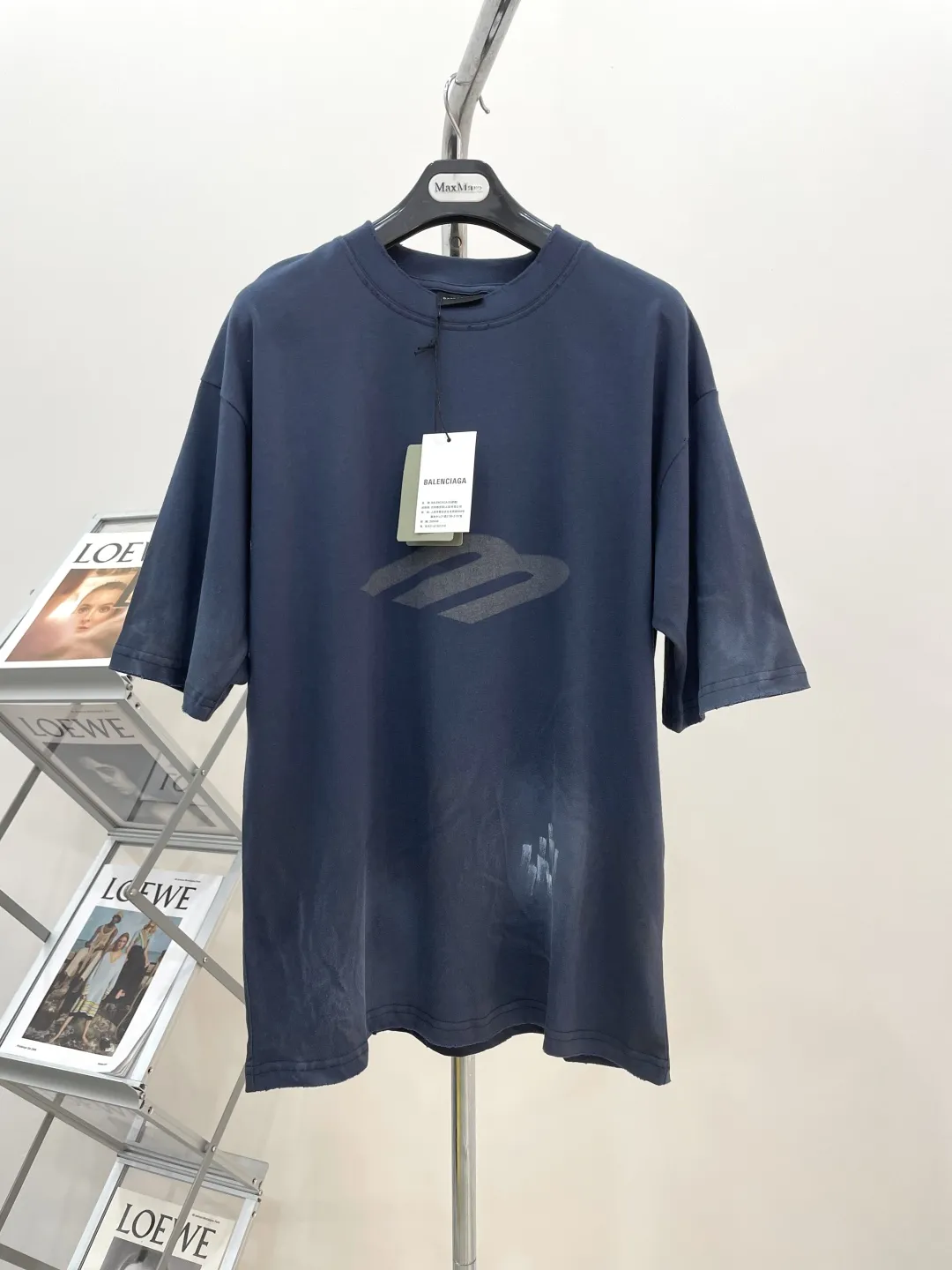 BALENCIAGAネイビーブループリント半袖Tシャツ