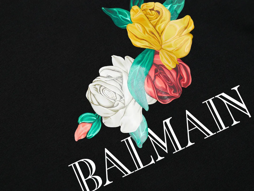 BALMAIN黒プリント半袖Tシャツ新作 - 画像 (3)