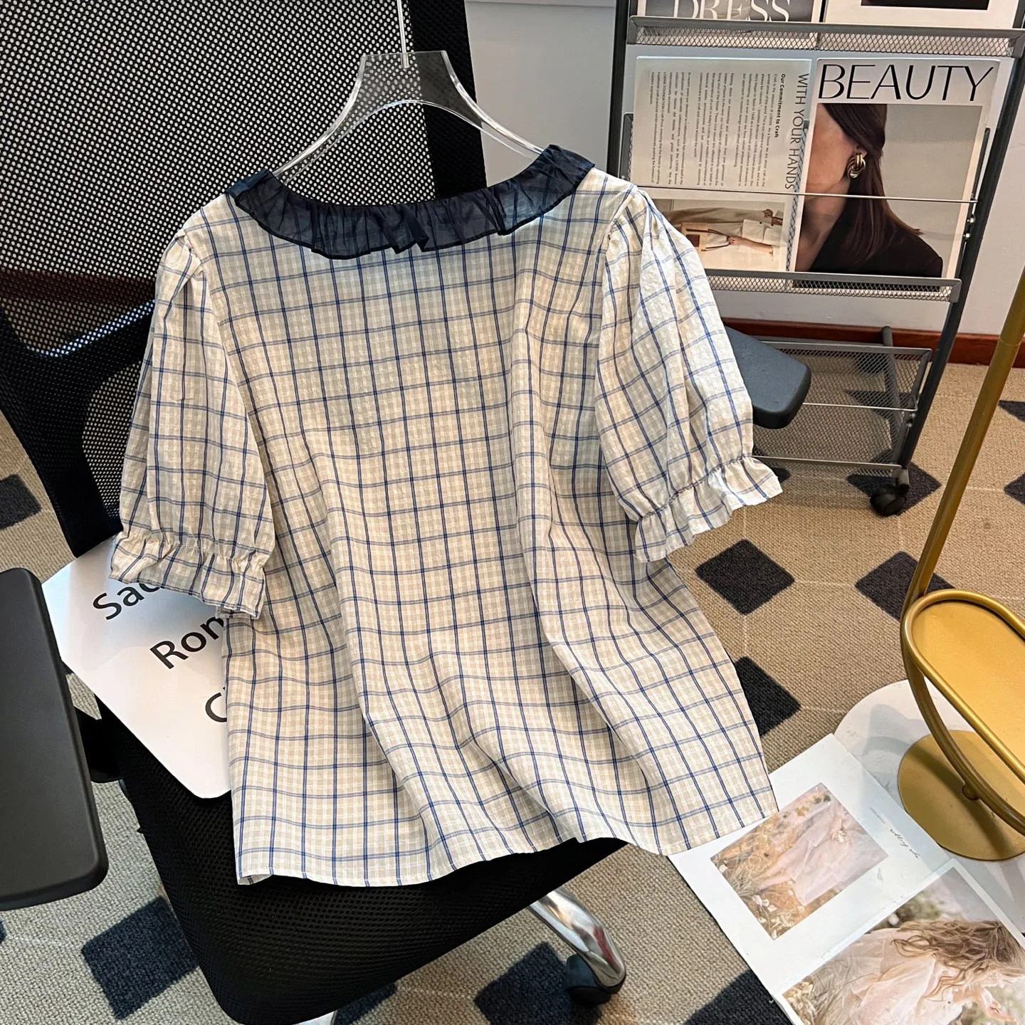 バーバリーピンク格子柄ドールカラートップス - 画像 (3)