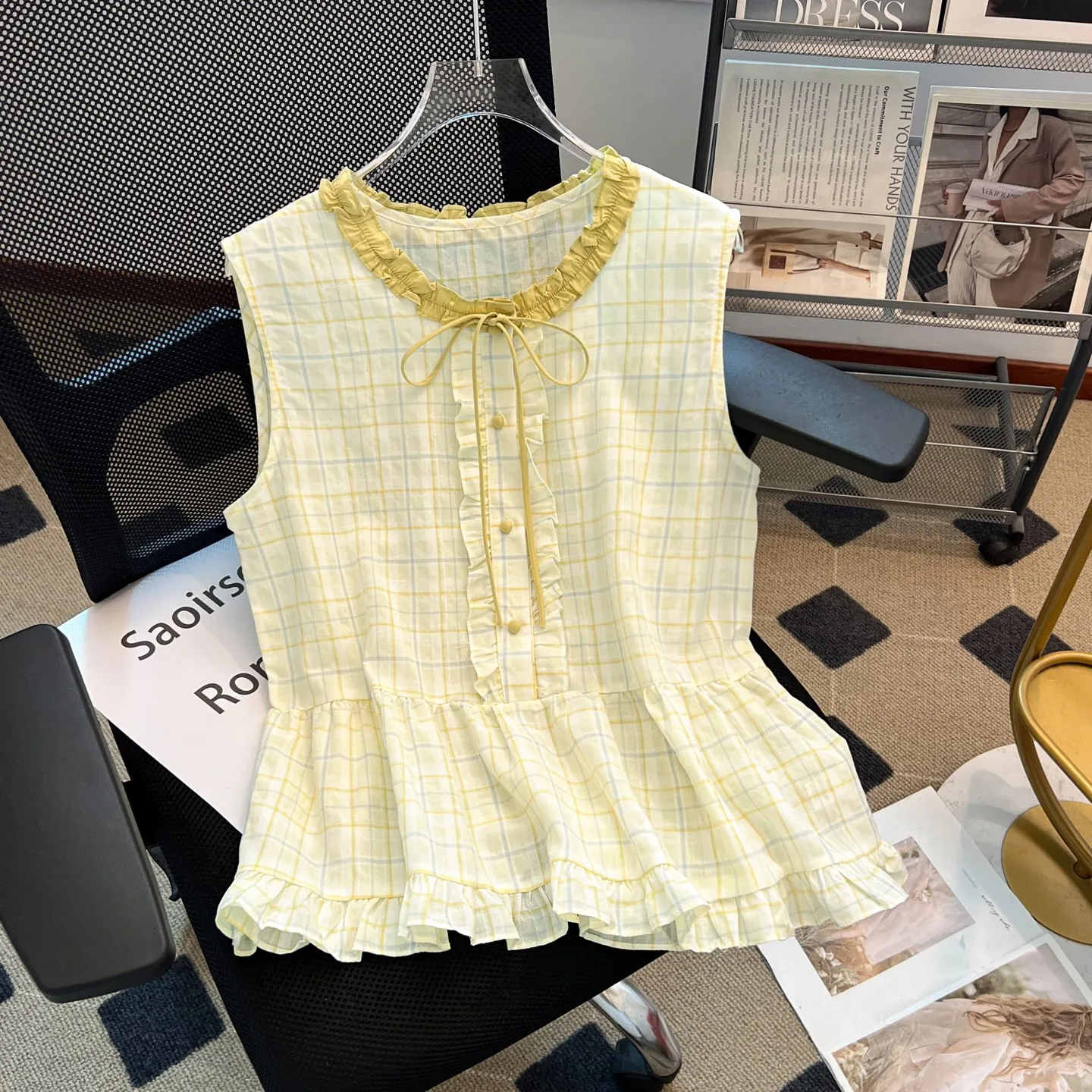 バーバリーレースカラーピンクチェックトップス - 画像 (4)