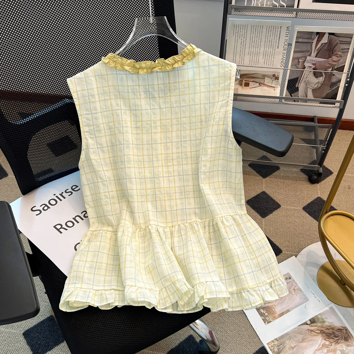 バーバリーレースカラーピンクチェックトップス - 画像 (5)