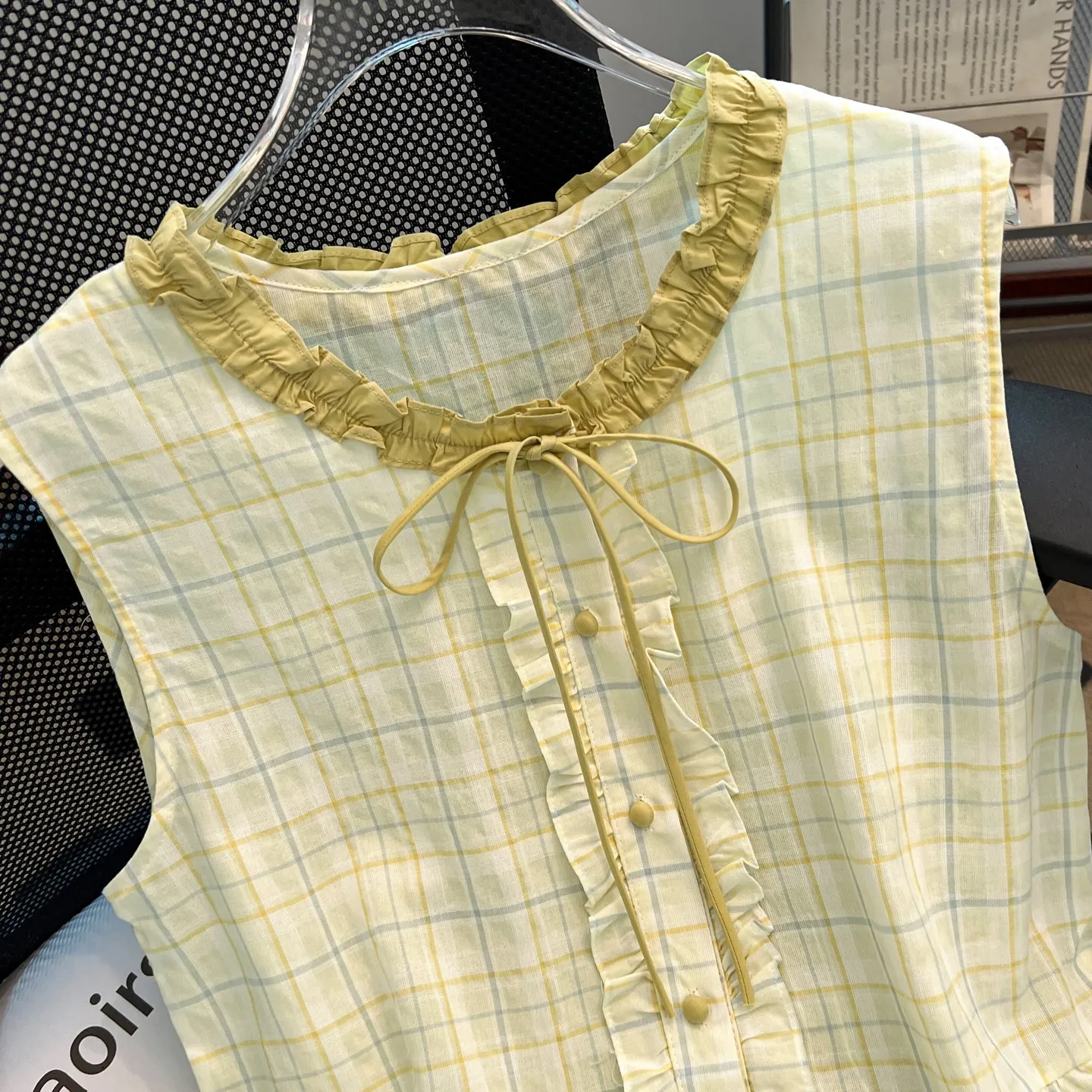 バーバリーレースカラーピンクチェックトップス - 画像 (7)