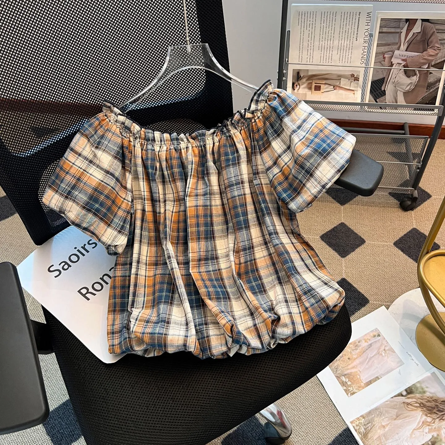 バーバリープリント半袖Tシャツオレンジチェック - 画像 (3)