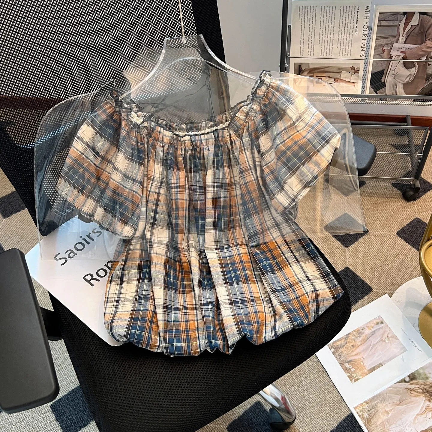 バーバリープリント半袖Tシャツオレンジチェック - 画像 (7)