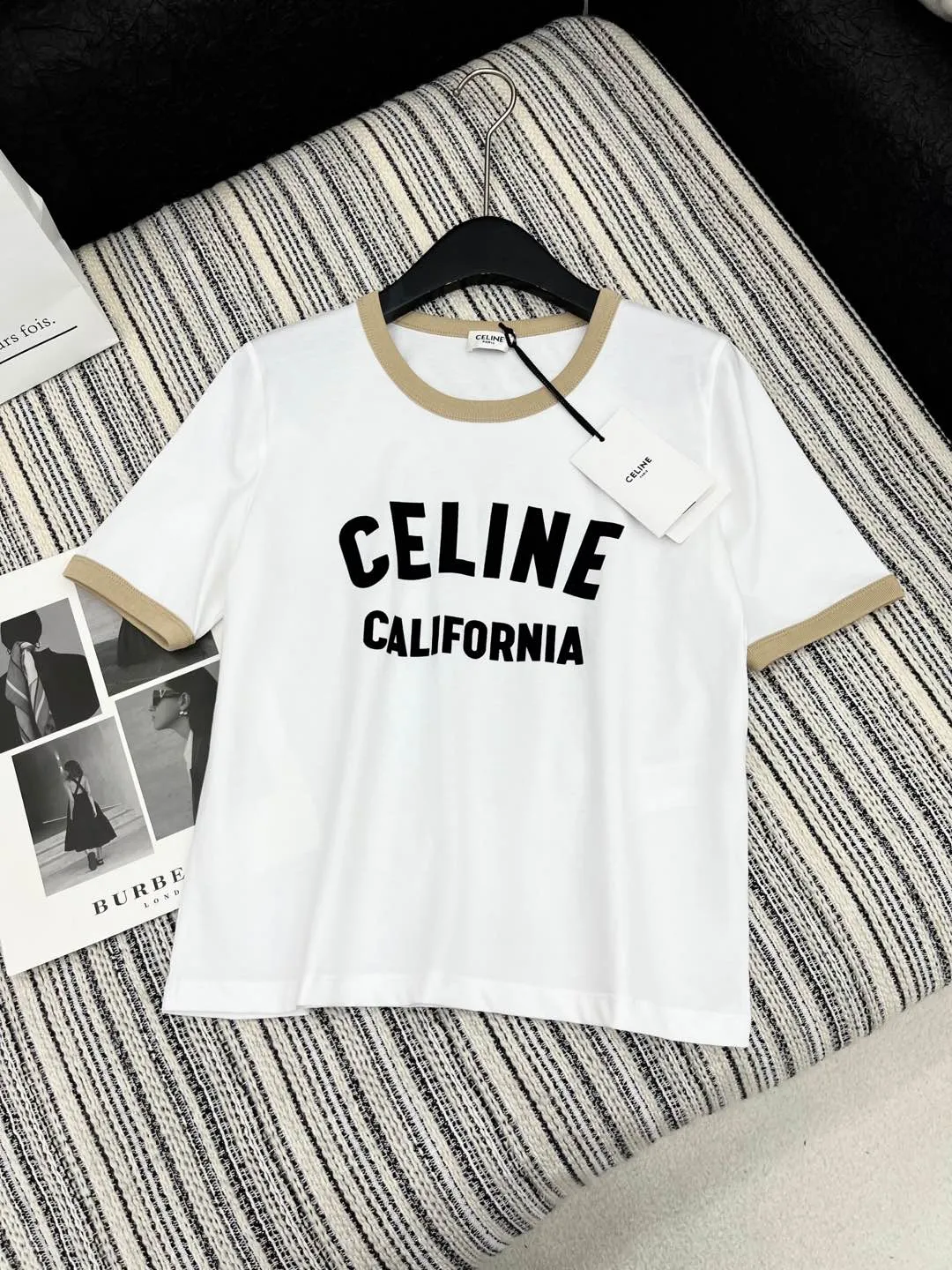 CELINE新作白黒プリント半袖Tシャツ