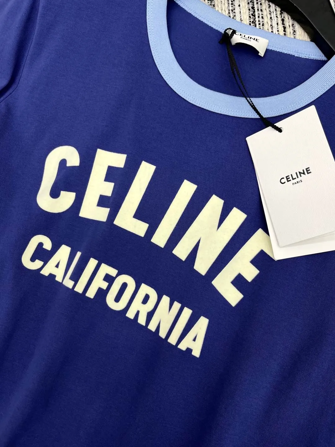 CELINE新作ブルー半袖プリントTシャツ - 画像 (5)