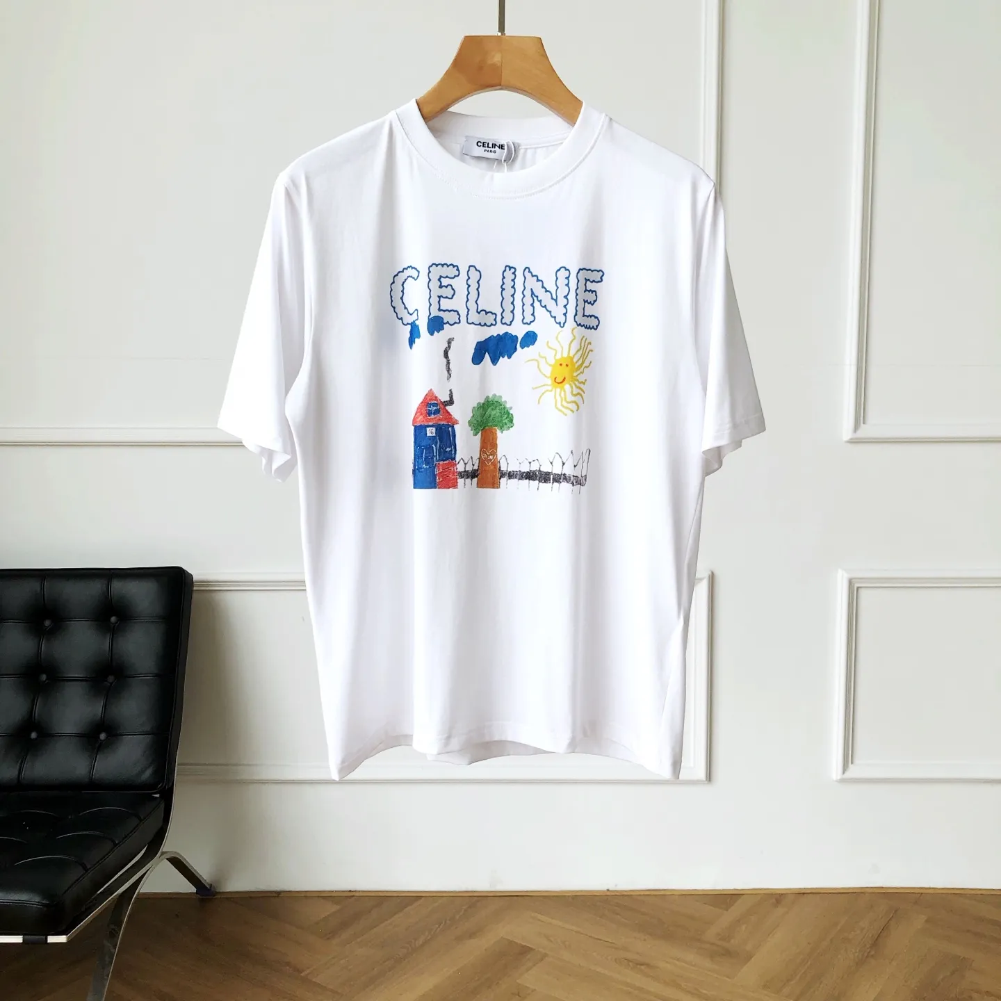 CELINE新作ピンク白半袖プリントTシャツ - 画像 (4)