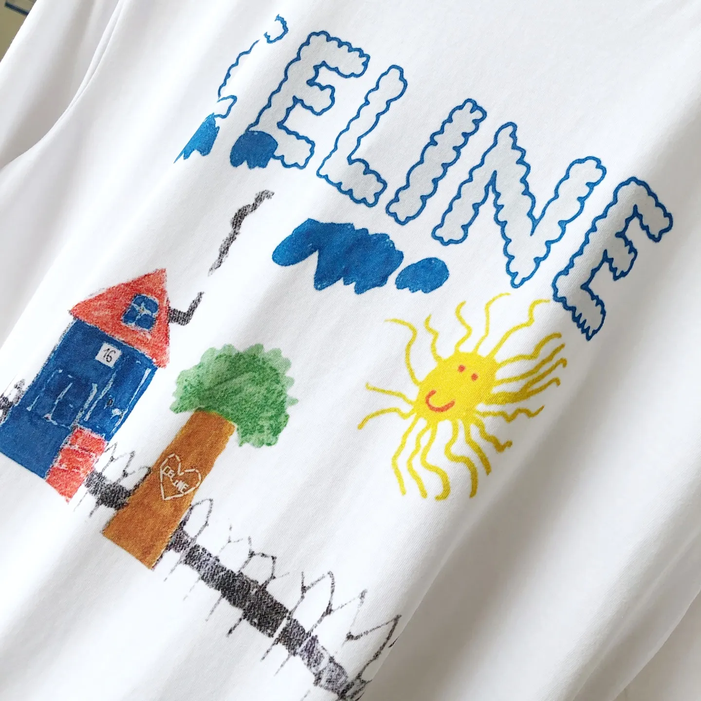 CELINE新作ピンク白半袖プリントTシャツ - 画像 (6)