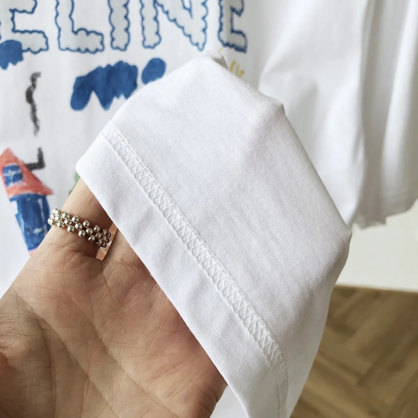 CELINE新作ピンク白半袖プリントTシャツ - 画像 (7)