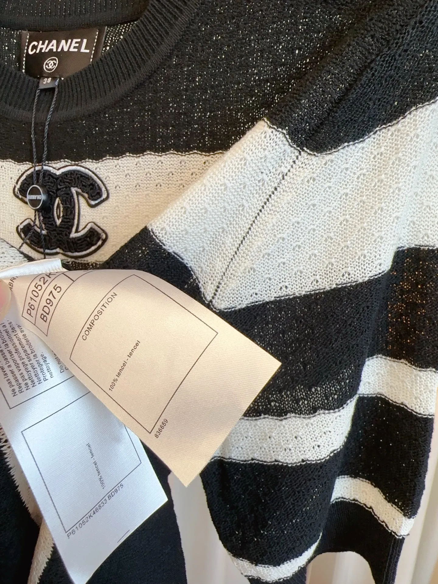 CHANEL新作黒ストライプ半袖Tシャツ - 画像 (10)