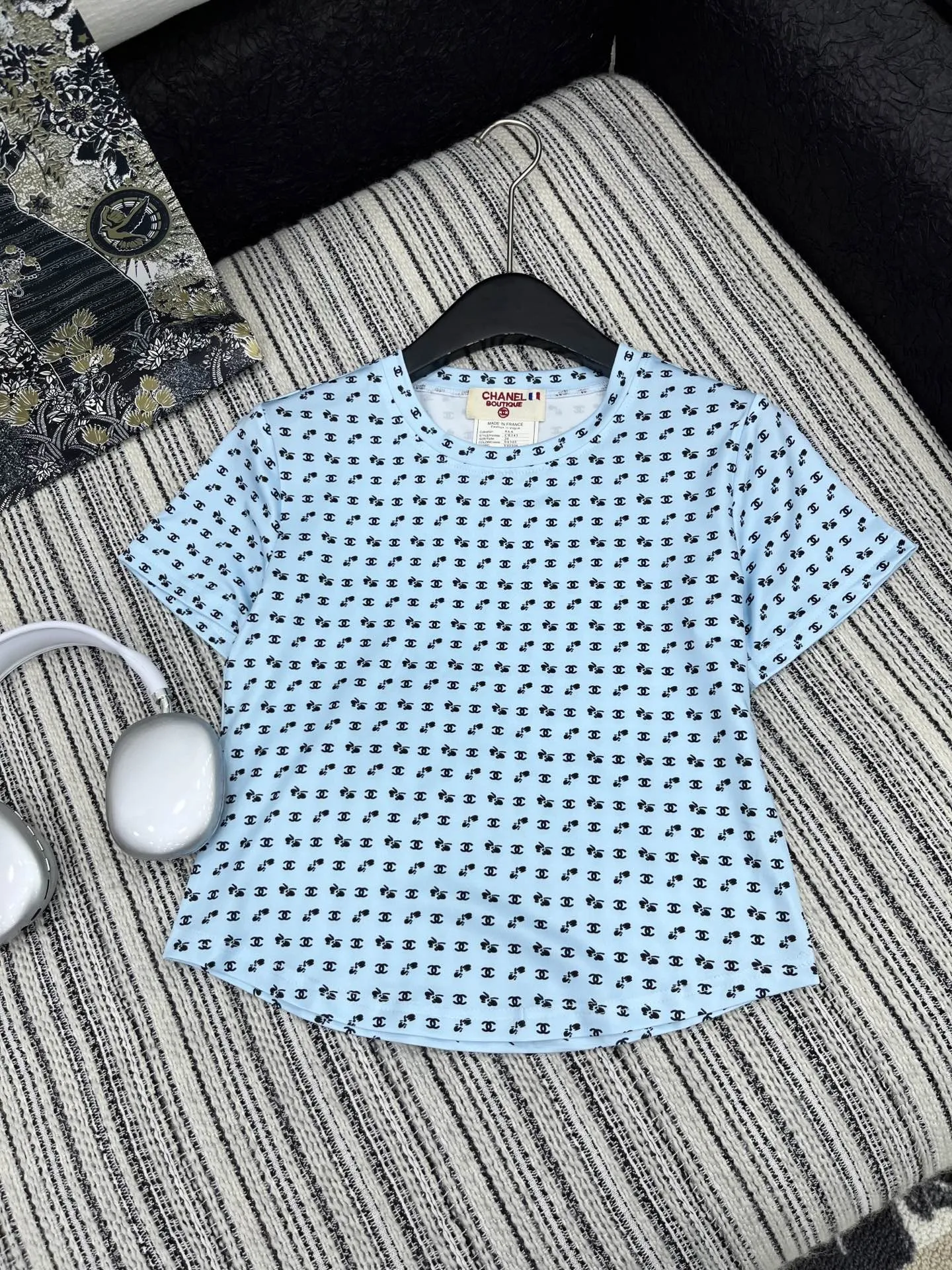 Chan* 25中古シリーズプリント半袖Tシャツ 青