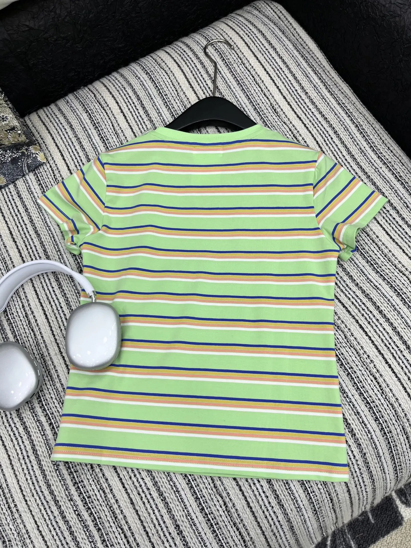 Chanel ストライプ半袖Tシャツ グリーン新作 - 画像 (7)