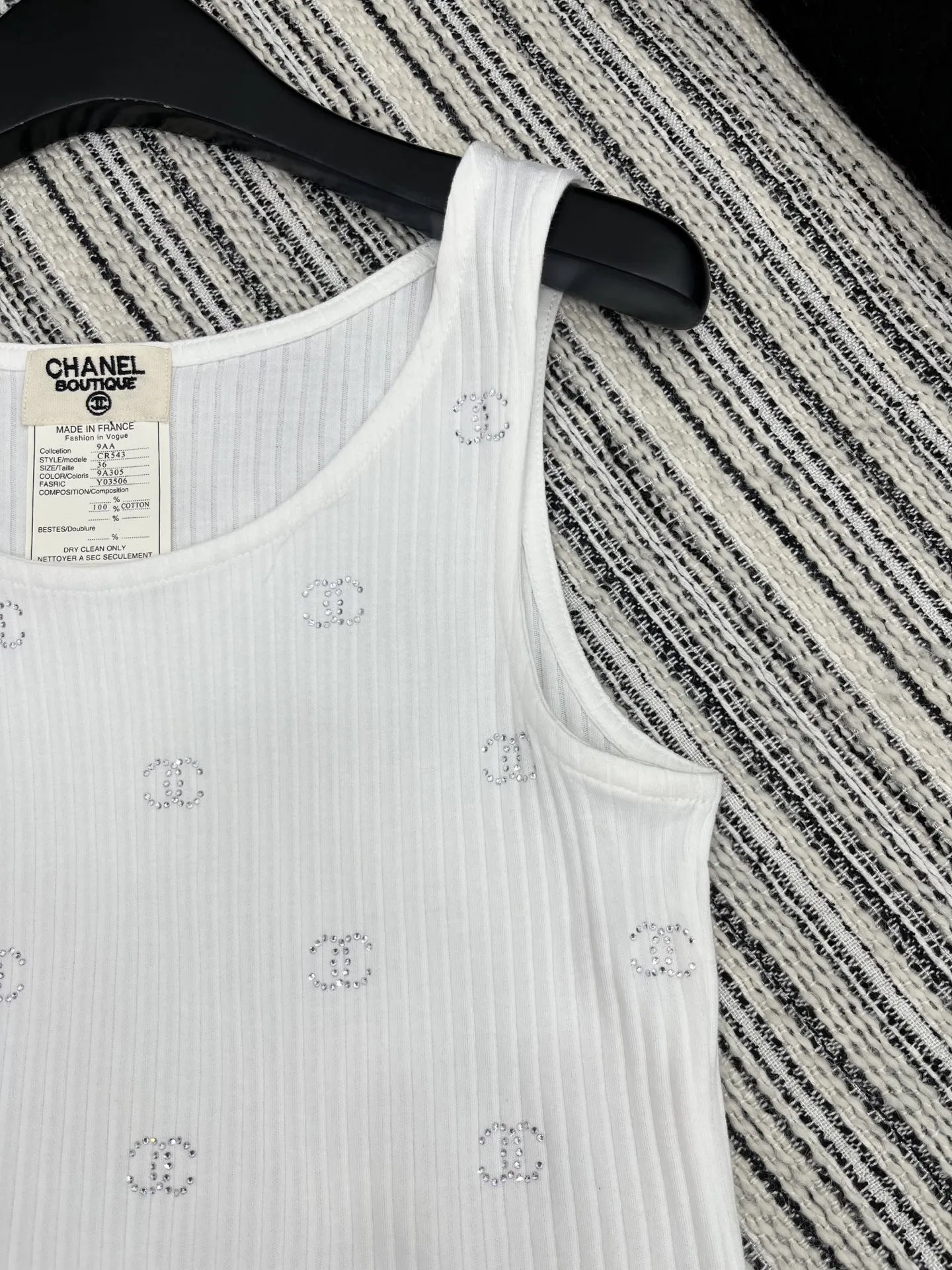 CHANEL 白 手工ホットダイヤモンド订珠ベスト 新作 - 画像 (4)