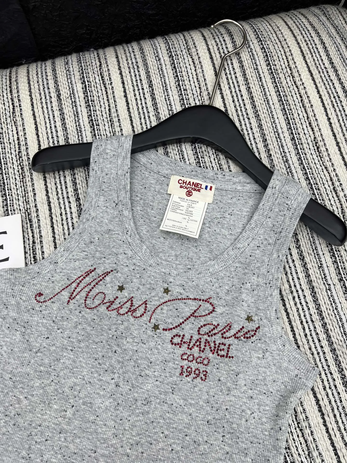 Chanel 25中古シリーズ手工烫钻ベスト グレー - 画像 (3)