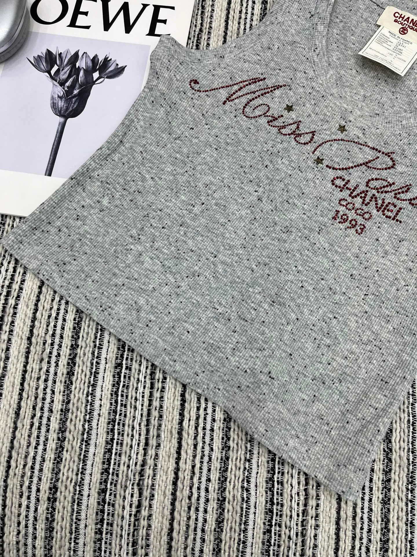 Chanel 25中古シリーズ手工烫钻ベスト グレー - 画像 (6)