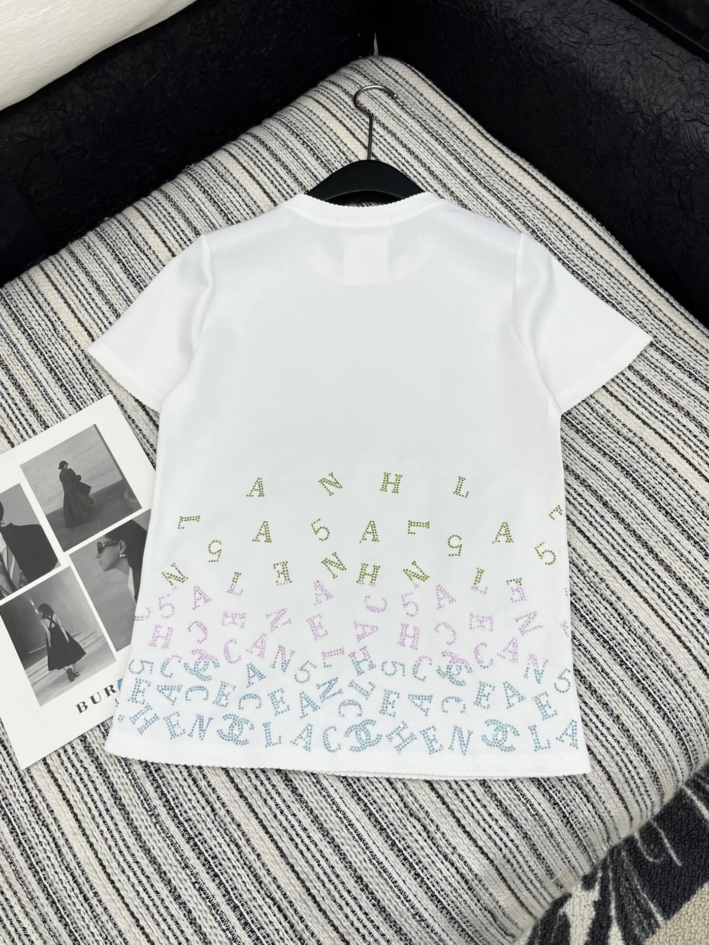 Chan* 25中古シリーズ手工ビーズ半袖Tシャツ 青 - 画像 (7)