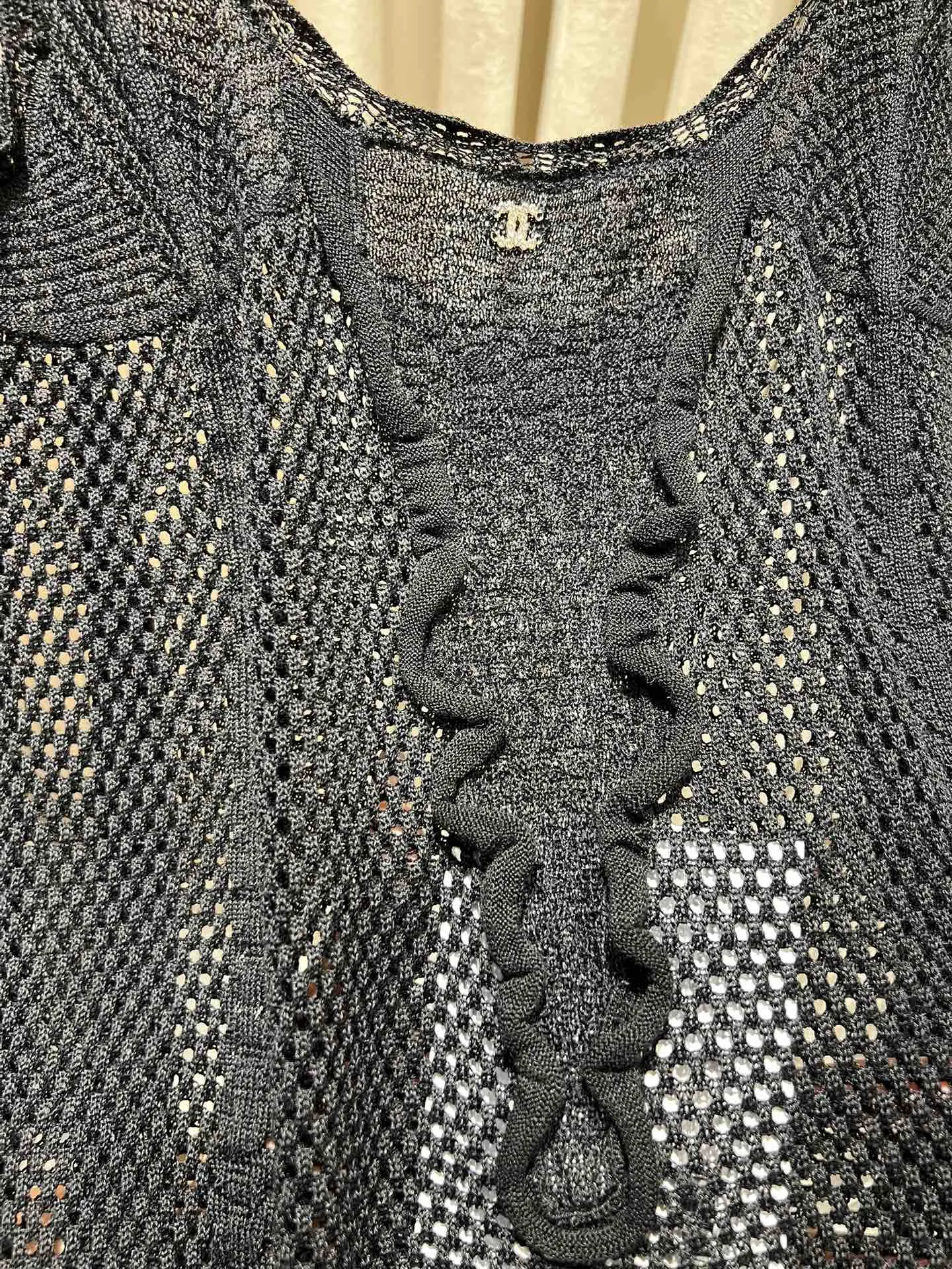 CHANEL黒レースカラーサマートップス - 画像 (6)