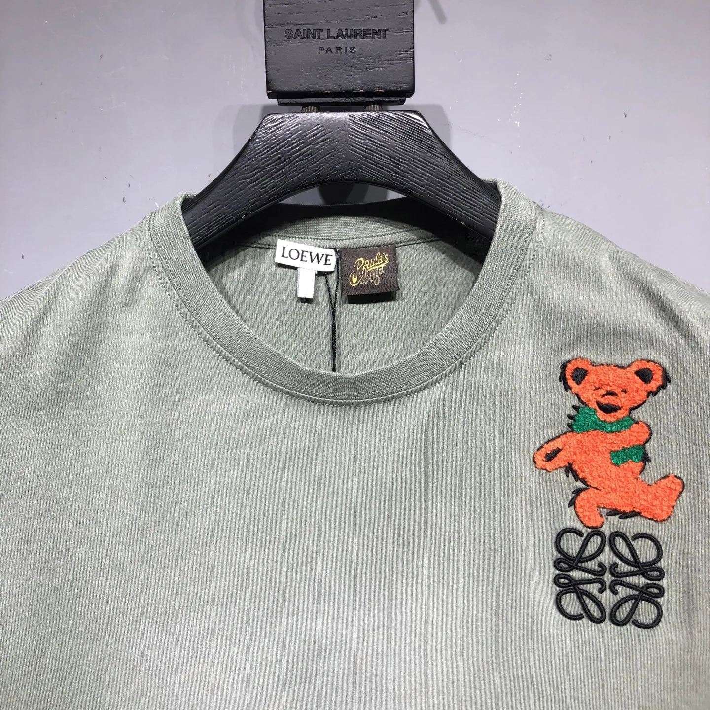 Loewe グリーン 小熊刺繍 短袖Tシャツ - 画像 (4)