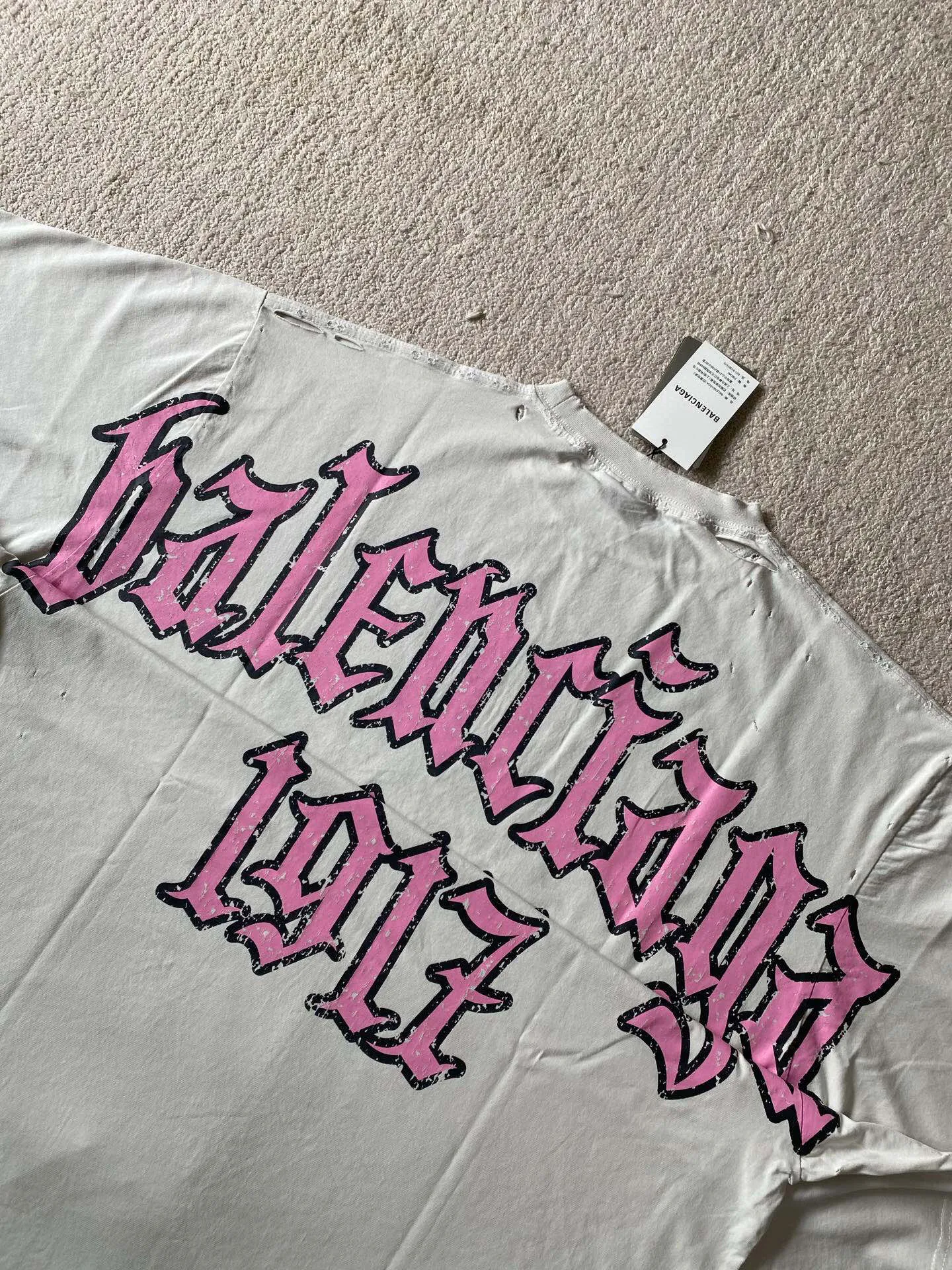 BALENCIAGA ピンク 後背印花 Tシャツ - 画像 (6)