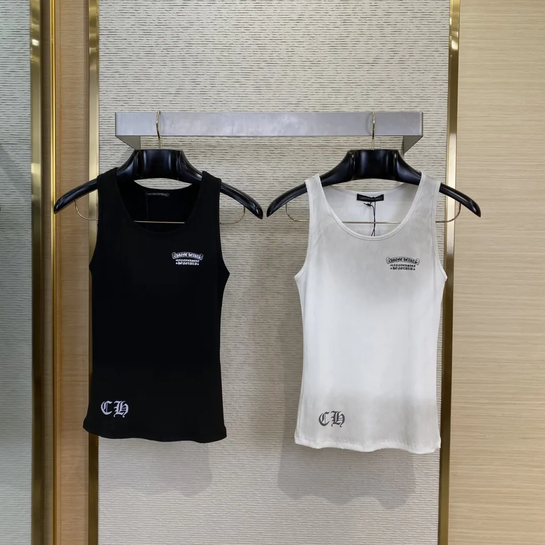 CHクロ Heart新作梵文プリントベスト黒白