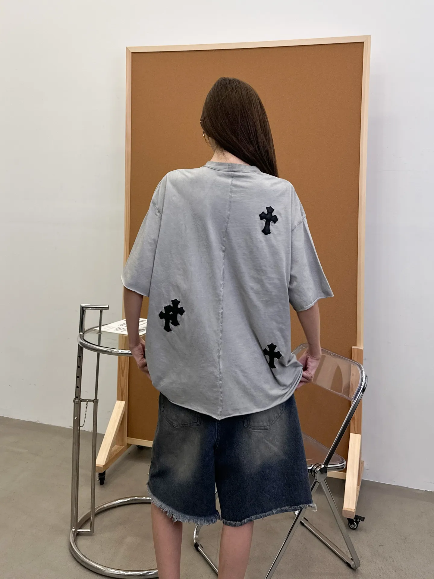 クロスハート新作グレー半袖Tシャツ - 画像 (6)