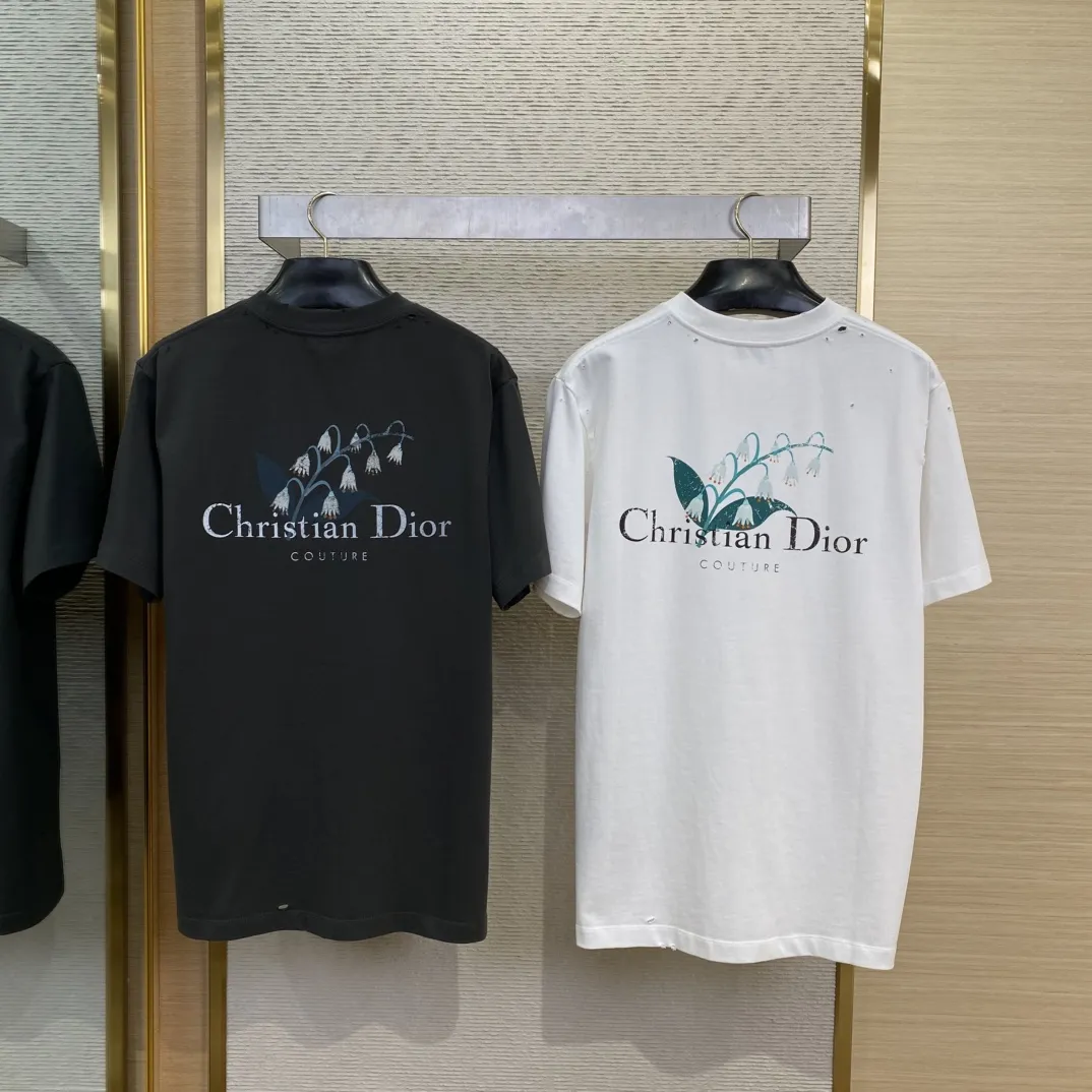 DIORディオルスズランアルファベット半袖Tシャツ黒白 - 画像 (3)