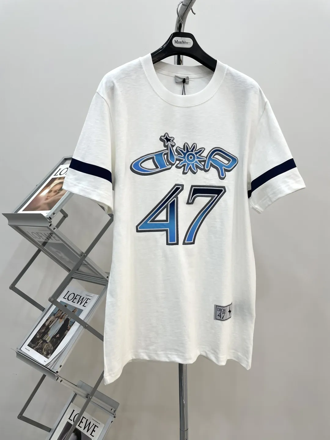 DIORクリスチャンディオール白黒ストライプ半袖Tシャツ