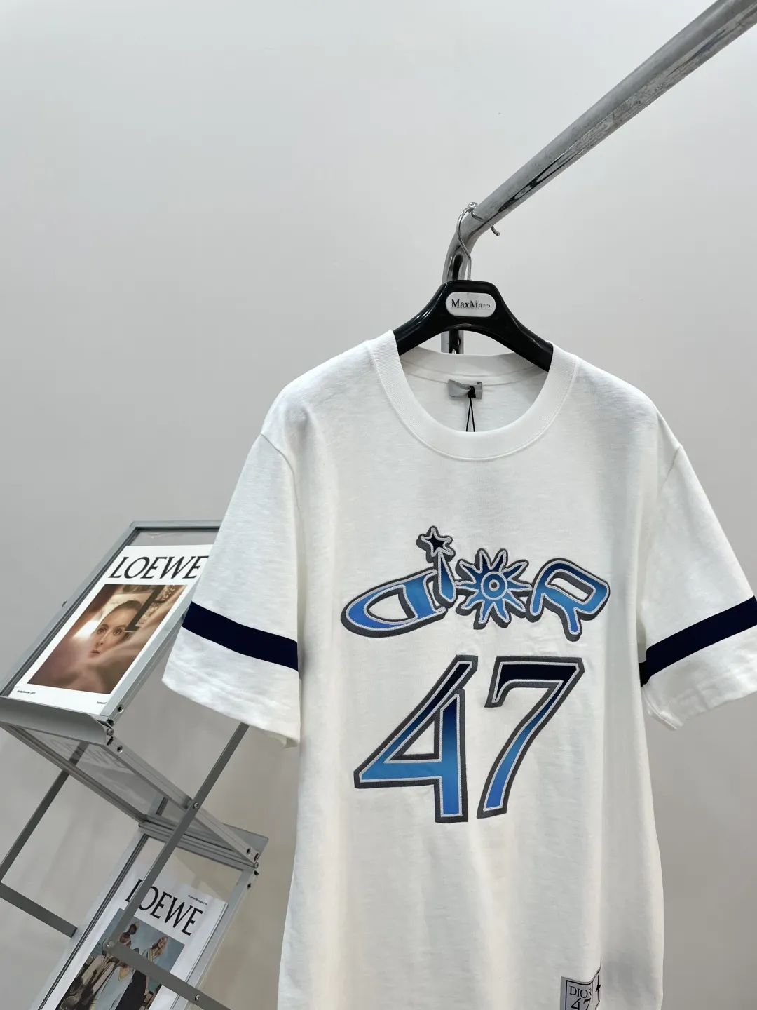 DIORクリスチャンディオール白黒ストライプ半袖Tシャツ - 画像 (4)