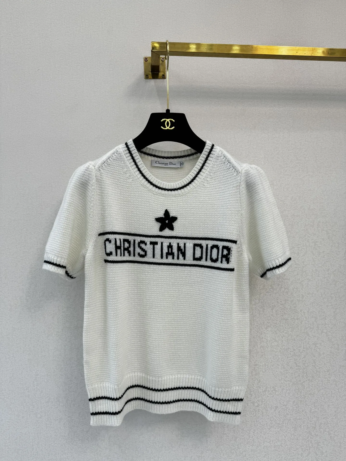 Christian Dior 白 編み物半袖Tシャツ