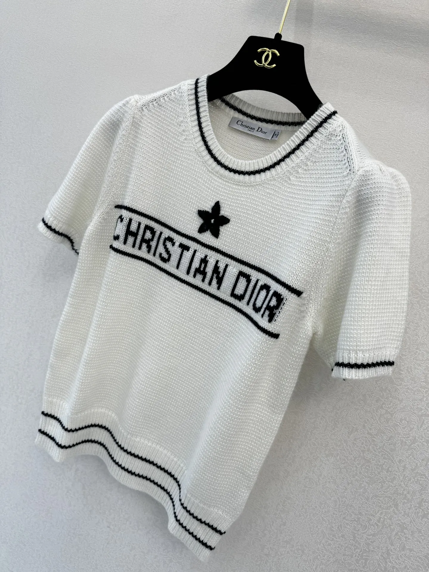 Christian Dior 白 編み物半袖Tシャツ - 画像 (4)