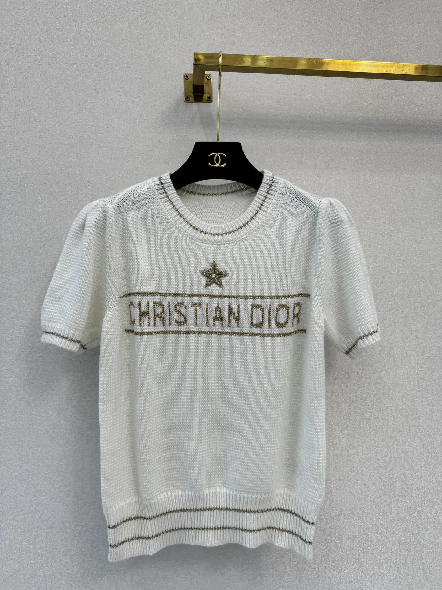 Christian Dior 白ニット半袖Tシャツ新作
