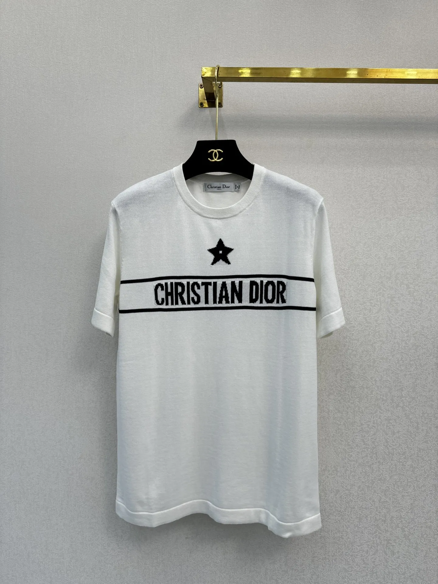 CHRISTIAN DIOR 白 半袖Tシャツ 星ストライプ