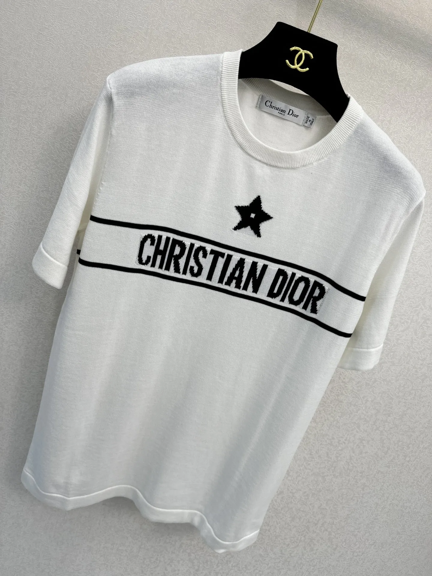 CHRISTIAN DIOR 白 半袖Tシャツ 星ストライプ - 画像 (3)