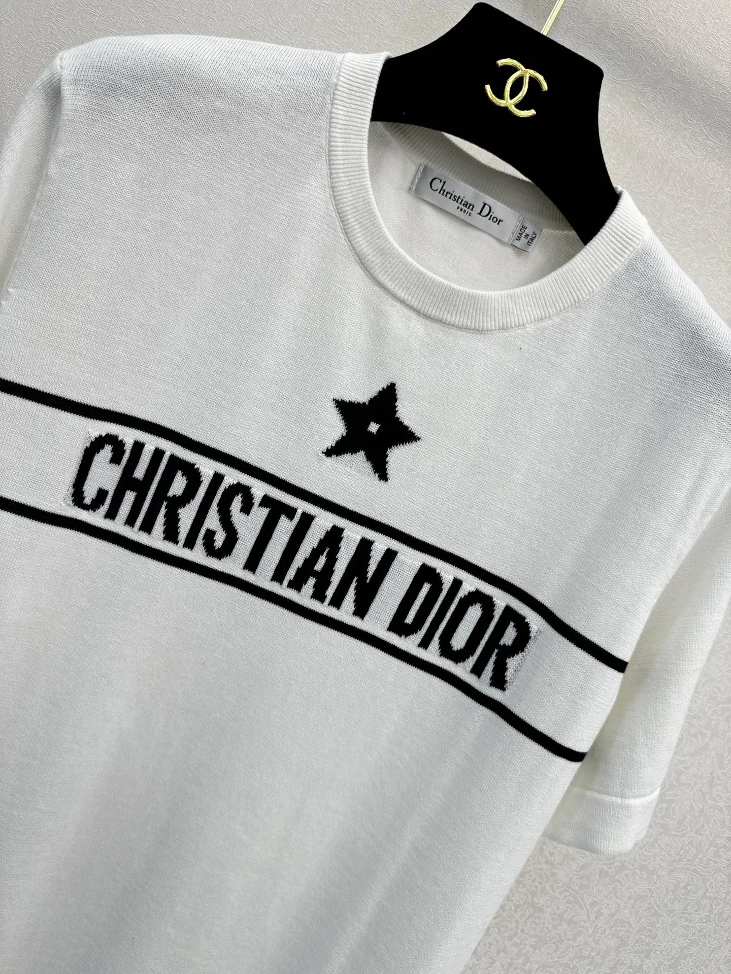 CHRISTIAN DIOR 白 半袖Tシャツ 星ストライプ - 画像 (4)