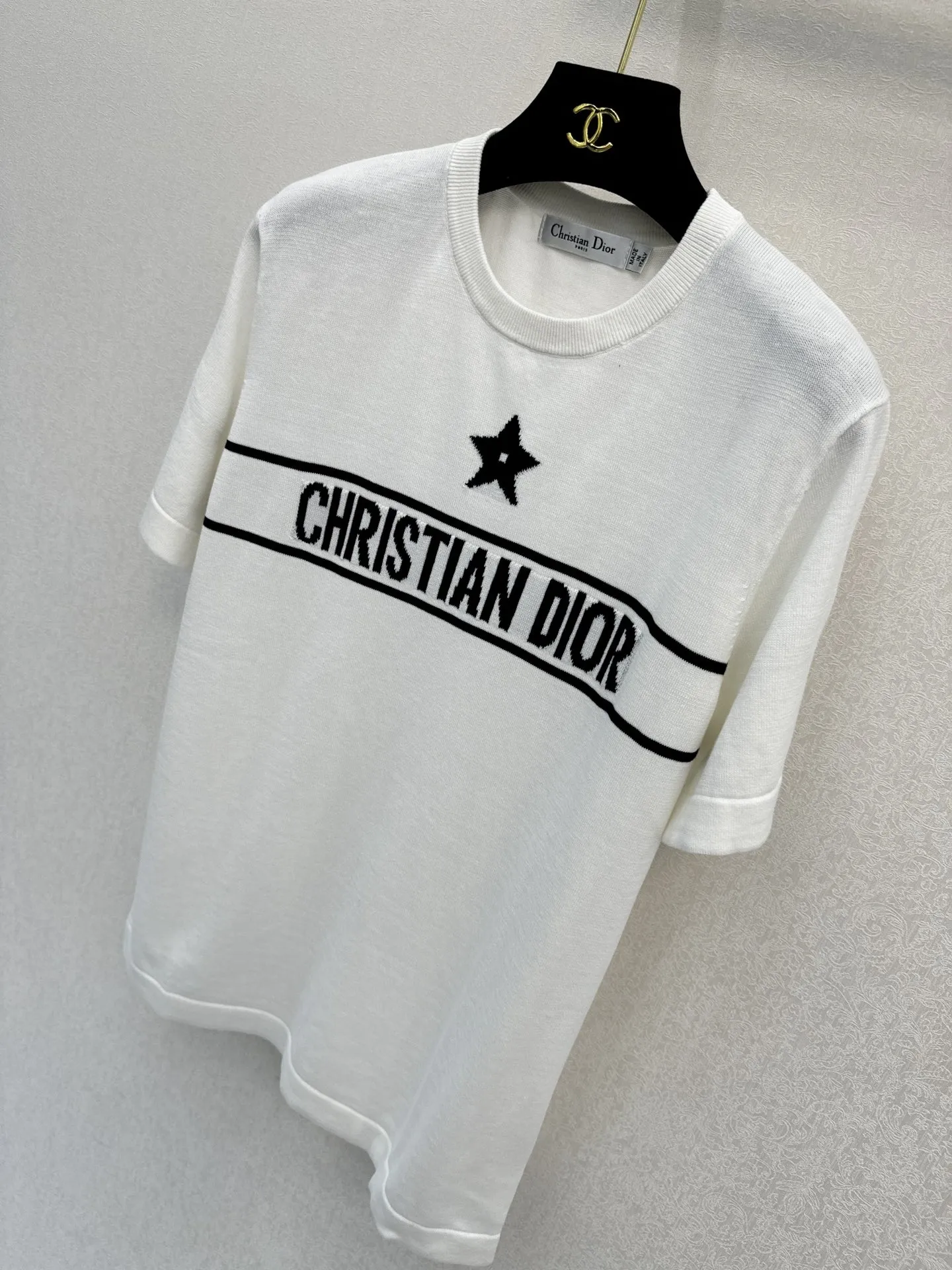 CHRISTIAN DIOR 白 半袖Tシャツ 星ストライプ - 画像 (5)
