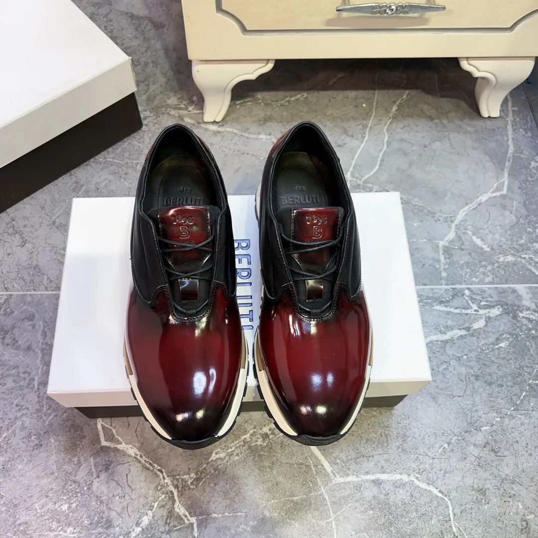 Berluti レッドマーブルデザインスニーカー - 画像 (4)