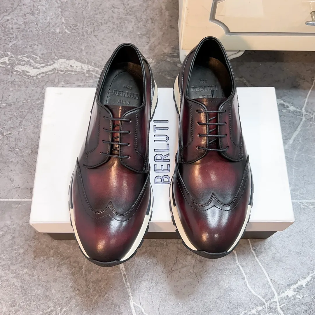 Berluti ブルーティ男性スニーカー 赤色 レースアップ - 画像 (9)