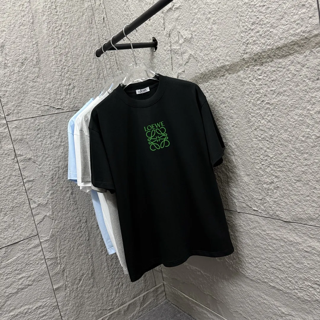 Loewe ロエ 2025春夏 黒 グリーン柄Tシャツ - 画像 (3)
