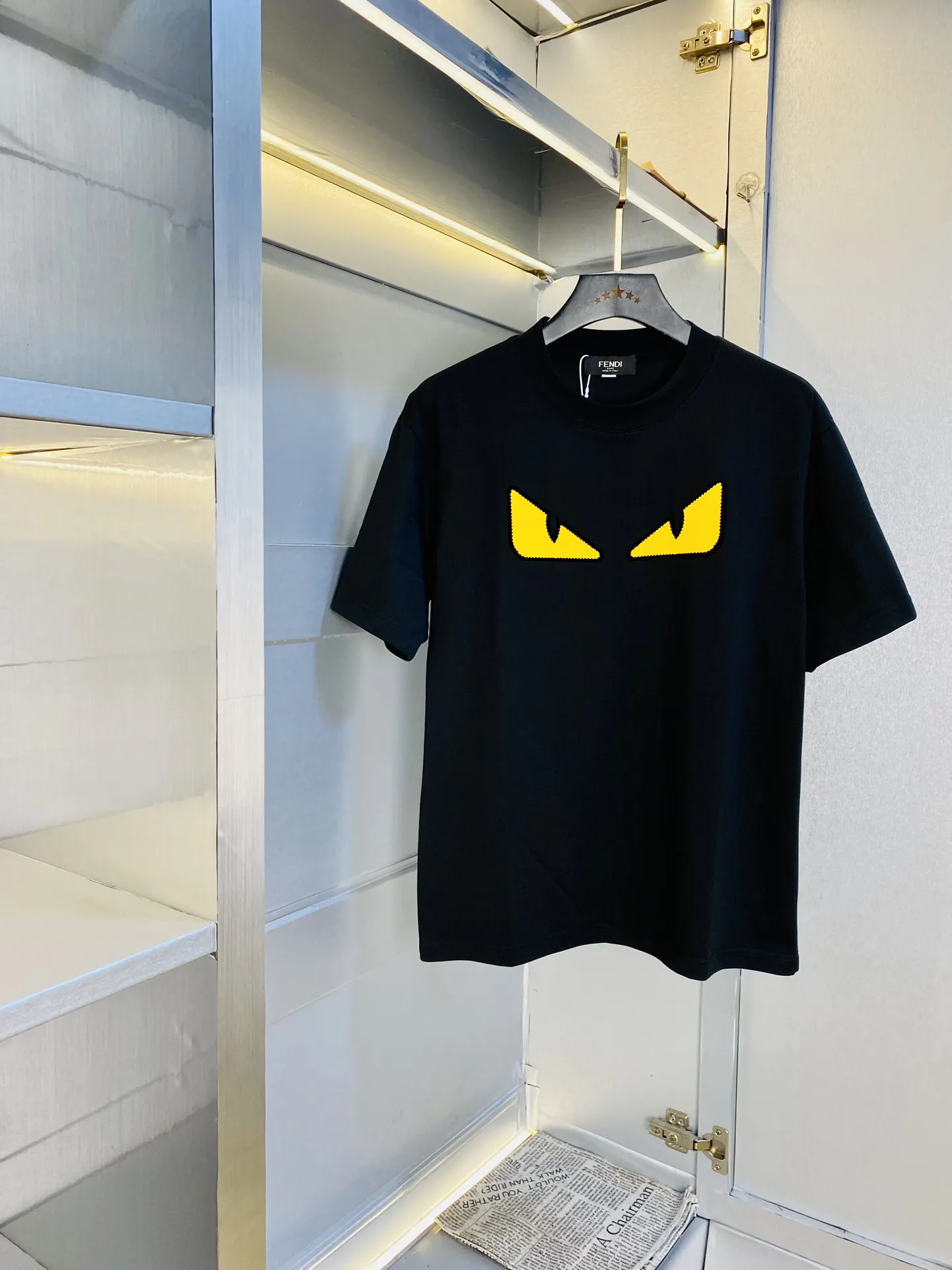 FENDI 黒Tシャツ2025新作モンスターデザイン