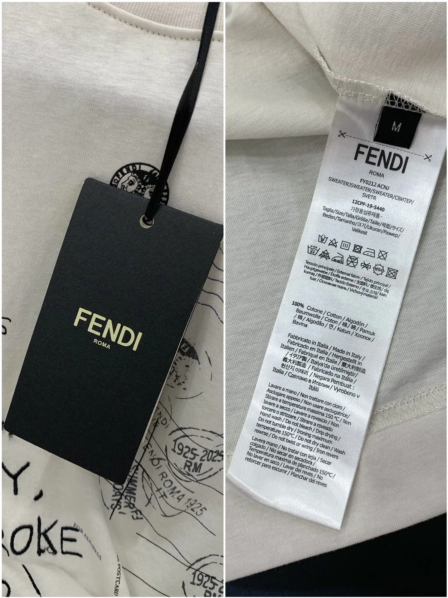 FENDI 2025年夏新作 ホワイト ラウンドネック Tシャツ - 画像 (10)