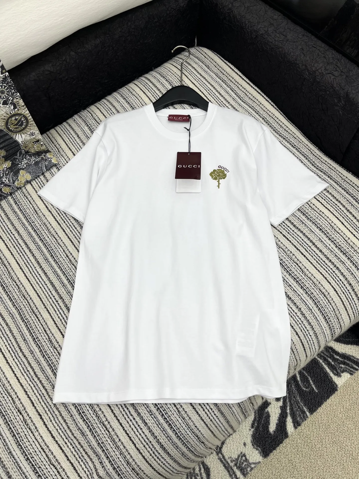 Gucci 新作白拼接螺纹半袖Tシャツ