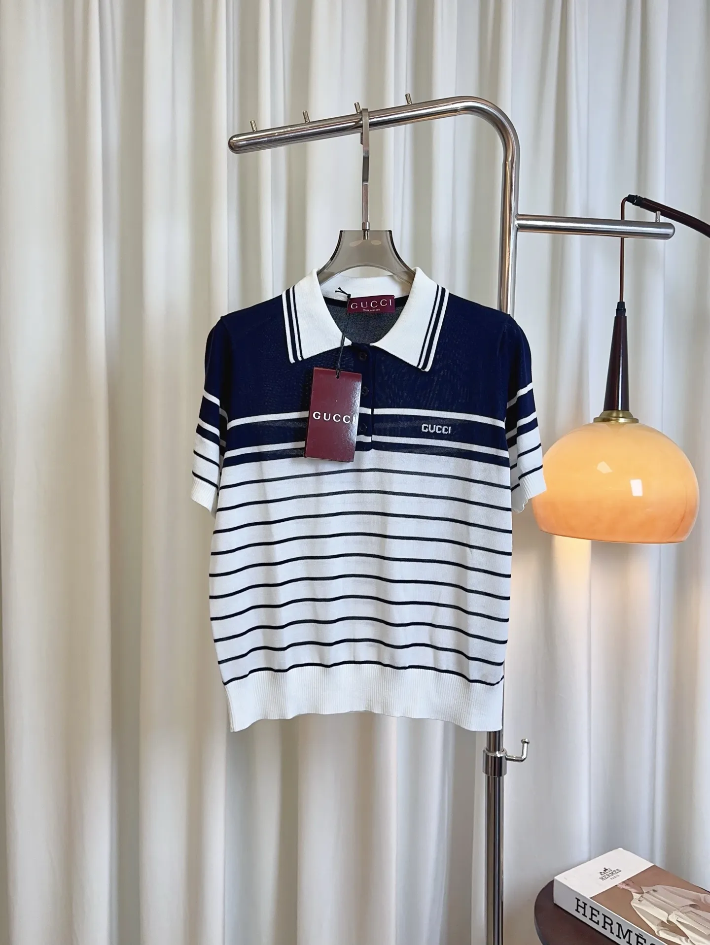 GUCCI新作黒ストライプポロシャツ